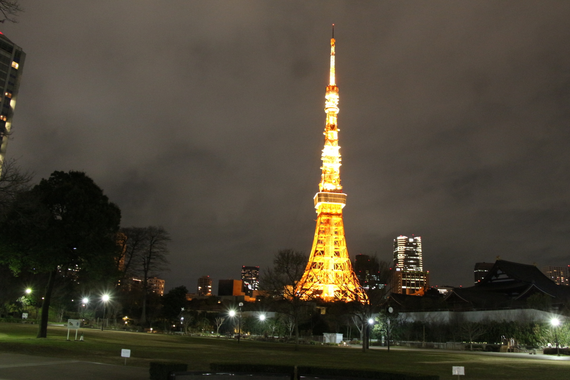 芝公園あたりからの東京タワー夜景 気まぐれドライブ日記 自然の生命の風景と夜景